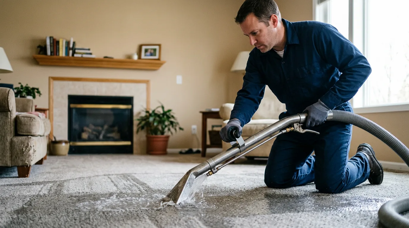 Water damage restoration technician working near Saratoga, NC